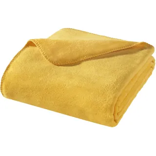 WOHNWOHL WODE001.2 Kuscheldecke, Baumwoll-Mischgewebe, Gelb, 200 x 150 cm