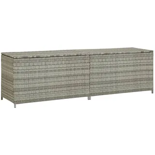 IKAYAA Gartenbox Rattan Auflagenbox XXL Kissenbox Gerätebox Gartentruhe-200 x 50 x 60 cm Grau