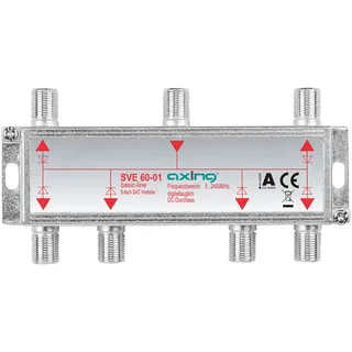 Axing SVE 60-01 6-Fach SAT-Verteiler Splitter mit DC-Durchgang für Satelliten-Anlagen Unicable DVB-T2 HD (5-2400 MHz) Class A