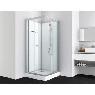 Duschkabine , Chromfarben , Glas , 80x203x80 cm , Badezimmer, Baden & Duschen, Duschkabinen