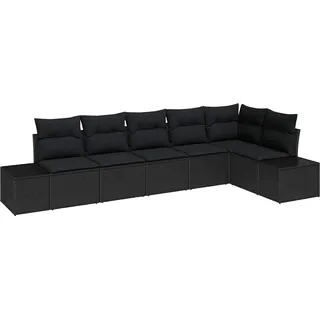 vidaXL Gartensofa-set 6 stk. Schwarz Poly-Rattan - Schwarz