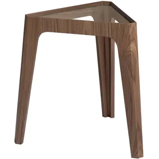Angel Cerda Ecktisch Dreieckiger aus gehärtetem Glas und Nussbaum 58/50/55 cm , Klar, Walnussfarben , Holzwerkstoff , Nachbildung,Schima , Holz Optik , nicht einzeln stellbar,Dreieckig,Konisch , Rundrohr , 58x55x50 cm , FSC 100% , Wohnzimmer, Wohnzimmertische, Beistelltische