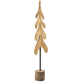 J-LINE - Weihnachtsbaum auf Fuß Metall/Holz Gold/Natur, klein