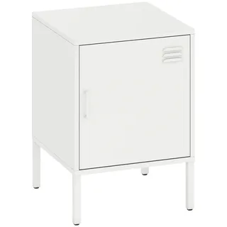 Homcom Nachttisch Stahl Weiß , Metall , 40x56x40 cm , Schlafzimmer, Nachtkästchen