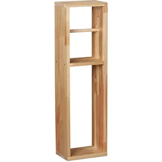Relaxdays Toilettenpapierhalter, Walnuss Holz, zur Wandmontage oder stehend, Ersatzrollenhalter HxBxT 70x20x13 cm, natur