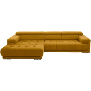 Beldomo Speed Ecksofa , Currygelb , Textil , Ottomane links, L-Form , 335x190 cm , Goldenes M , Typenauswahl, Stoffauswahl, seitenverkehrt erhältlich, Rücken echt , Wohnzimmer, Sofas & Couches, Wohnlandschaften, Ecksofas