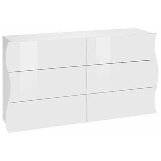 Web Convenienza Kommode aus Wellpappe, Made in Italy, Schrank für Wohn- und Schlafzimmer, Sideboard mit 6 Schubladen, Farbe Weiß glänzend, 155x40h82 cm