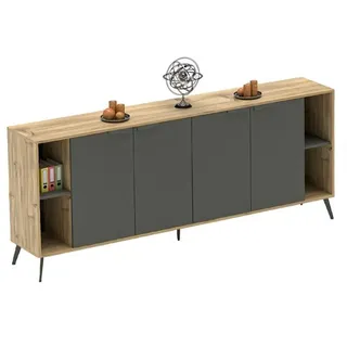 Büroschrank Kommode Aktenschrank Sideboard Arbeitszimmer Beige Grau - Beige