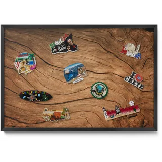 Tulup Magnettafel 60x40 cm Schwarzer Rahmen Aufgebrochene Holzstruktur , Eichefarben , Metall , Rechteckig , 60x50x0.4 cm , Bilder & Rahmen, Pinnwände & Magnettafeln