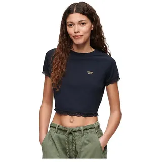 Superdry 90s Lace Trim Kurzarm-oberteil - Eclipse Navy - S