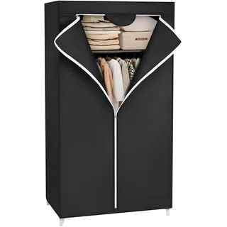 SONGMICS Kleiderschrank, Stoffschrank, Faltschrank mit Kleiderstange, Kleiderständer, Aufbewahrung für Taschen, Spielzeug, Schuhe, Schlafzimmer, Ankleidezimmer, 75 x 45 x 160 cm, schwarz RYG83H