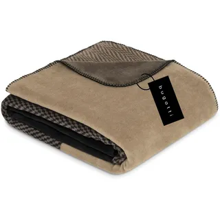 bugatti Decke 150x200 cm - Baumwollmix, warm & waschbar, Kuscheldecke braun mit tollem Muster