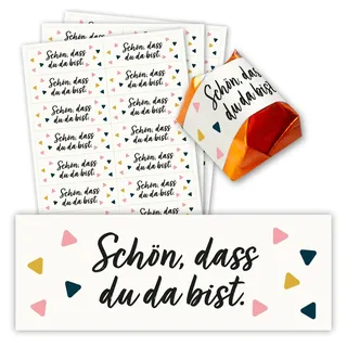 younikat 60 Stück Aufkleber Schön, dass du da bist I Gastgeschenk Sticker passend für Küsschen I Hochzeit Geburtstag Taufe Kommunion I selbstklebend I dv1356