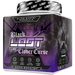 LOOT® - BLACK EDITION Clover Curse Game Booster | mit Flow-State® Formel | 50 Servings (400g) mit Koffein | 20 hochdosierte Inhaltsstoffe | Blackcurrant Blackberry