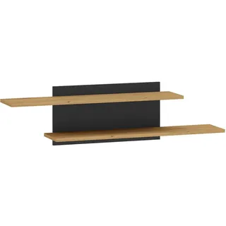 Feldmann-Wohnen Wandregal Modesto Eiche Style hell / Schwarz 115 / 22 / 30 cm , Holz , 115x30x22 cm , Wohnzimmer, Regale, Wandregale