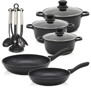 Krüger Aluguss-Topf-Set 5-tlg. schwarz 3x Fleischtopf + 2x Pfanne