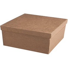 RAYHER HOBBY Rayher Pappmaché Box, quadratisch, 15,5 x 15,5 x 10,5 cm, Schachtel mit Deckel, FSC zertifiziert, zum Gestalten und Dekorieren, 71754000