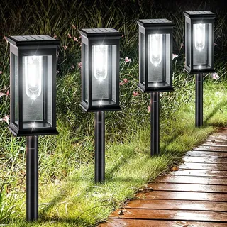 Amzxart Solarlampen für Außen Garten, 8 Stück Solarleuchten Garten IP65 Solar Gartenleuchten für Außen, Auto Ein/Aus Solar Wegeleuchten für Hof, Weg, Terrasse, Rasen