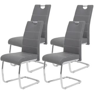 Mid.you Schwingstuhl-Set , Grau, Chromfarben , Metall, Textil , Rundrohr , 43x98x59 cm , Typenauswahl, mit Griff, abwischbar , Esszimmer, Stühle, Schwingstühle