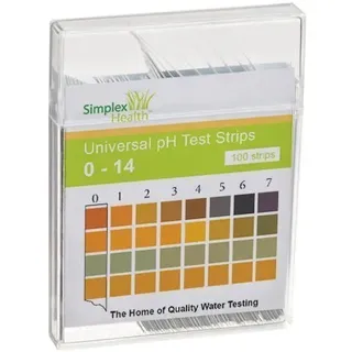 SimplexHealth Wasser pH Teststreifen von 0-14 (100 Stück) Säure Basen Teststreifen