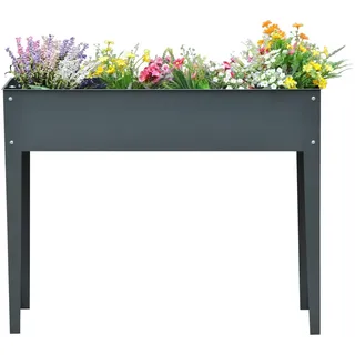 Outsunny Hochbeet, Kräuterbeet, Pflanzkasten mit 3 Abflusslöchern, Blumenkasten mit Füßen, Metall, 100 x 30 x 80 cm