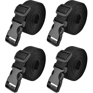 TRIWONDER 25mm Schwarz Nylon Gurtband mit Verstellbare Schnallen, 4 Stück (Schwarz - 3m)