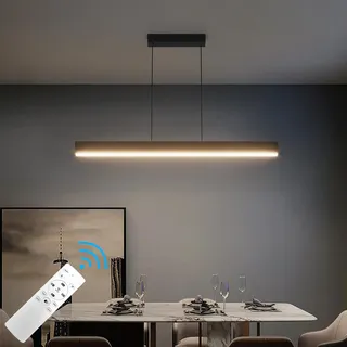 Klighten LED Pendelleuchte Esstisch 80/24 W, moderne Pendelleuchte mit Fernbedienung, dimmbar, 3000 K-6000 K, lineare Deckenleuchte, Höhe 150 cm, verstellbar, für Küche, Wohnzimmer, Schwarz