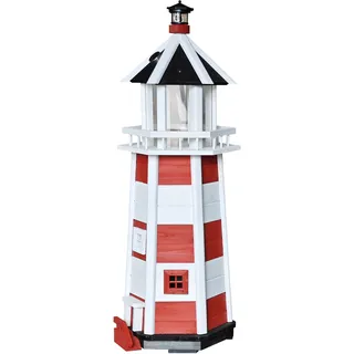 XXL 118cm Leuchtturm WESTERLAND aus Holz Rot Weiß Terrasse Garten Nordsee Deko - Rot, Weiß