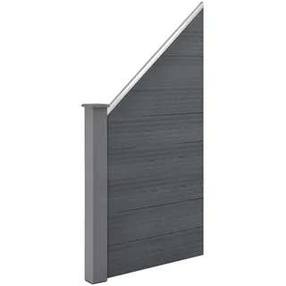 [neu.holz] Lamellenzaun 183 x 973 cm grau WPC