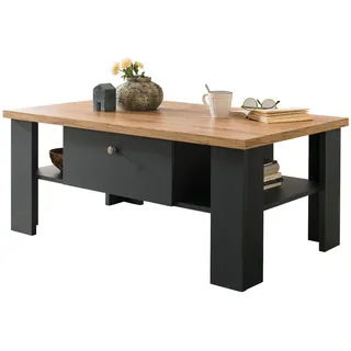 furn.design Couchtisch grau und Wotan Eiche Landhaus Beistelltisch 110 x 70 cm, Ribera