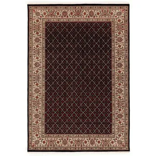 Orientteppich OCI DIE TEPPICHMARKE "CAVARI HERATI" Gr. 11, schwarz, B:80cm H:4mm L:200cm, Seide, Wolle, Teppiche, Orientteppich, handgeknüpft, mit Fransen, Wolle mit Seide, Wohnzimmer