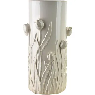 Mondex Vase Evam Creme 23/22,5/30cm Keramik , Beige , 30 cm , Dekoration, Vasen, Keramikvasen