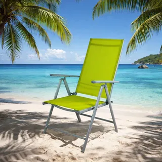 Garten Klappstuhl Gartenstuhl Hochlehner Alu Textilen Silbergrau/Lime - Grün