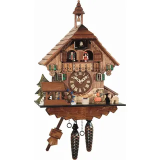 Engstler - 4484_QMT - Kuckucksuhr - Quarz - Nussbaum - mit Musik mit Tanzpaar - 35 cm - Braun