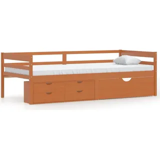 vidaXL Massivholzbett mit Schubladen Honigbraun Kiefer 90x200 cm - Braun