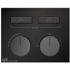 Gessi HI-FI, Fertigmontageset Unterputz-Thermostat mit Tasten-Bedienung, 2 separate Ausgänge, 63004, Farbe: Metall Schwarz PVD