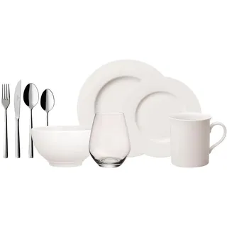 Villeroy & Boch – Twist White Geschirr Set 36 Teilig Weiß, Spülmaschinenfest, Mikrowellensicher, Zeitloses Geschirrservice, Geschirrset, Tafelservice, Service Modern, Premium Porzellan