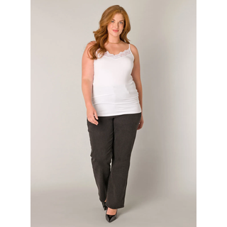 Spitzentop BASE LEVEL CURVY, Damen, Gr. 58/60, weiß, Web, Obermaterial: 95% Lyocell, 5% Elasthan, unifarben, figurbetont hüftbedeckend, Rundhals, Tops Spitzentop, mit Spaghetti-Trägern