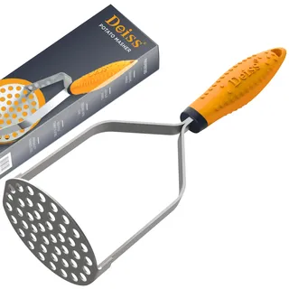 Deiss Pro Hochleistungs-Kartoffelstampfer aus Edelstahl mit Gummigriff - Hochwertiger Hand-Kartoffelstampfer - Spülmaschinenfester Obststampfer