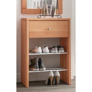 Massivholz Flurschrank mit Schublade, Schuhablage Buche massiv CUENCA-137 - Braun