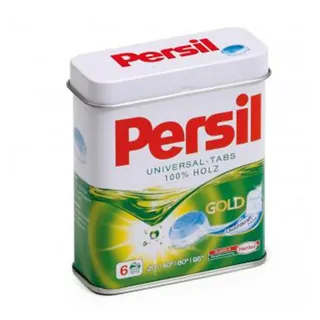 Erzi 21201 Waschmitteltabs Persil aus Holz in der Dose, Kaufladenartikel für Kinder, Rollenspiele