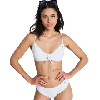 Bandeau-Bikini-Top ROXY "Roxy Island Bralette", Damen, Gr. M, weiß (coconut milk), Obermaterial: 87% Nylon, 13% Elasthan., Bikini-Oberteile Bandeau-Bikini-Top
