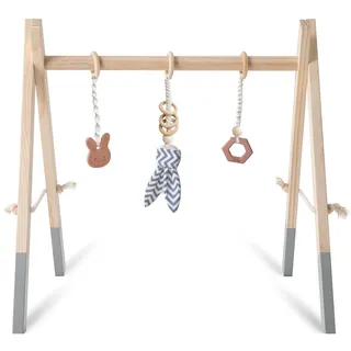 Caudblor Spieltrapez Holz Babyspielzeug Puzzle Gym inkl. Anhänger Babygymnastik aktiv Spielzeug Babyzimmer Kinderzimmer Dekoration