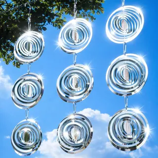 Vogelschreck für draußen, reflektierende 3D-Edelstahl-Windspiele, Gartendekoration, Vogelschreck Geräte, um Spechte, Tauben von Ihrem Haus, Terrasse, Obstgärten fernzuhalten