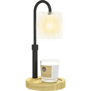 Kerzenwärmelampe - Tischlampe - Glas-Schirm - Ø15 x 32,5 cm - DC-Strom - 249–2000 lm - Ohne Batterien - Beige
