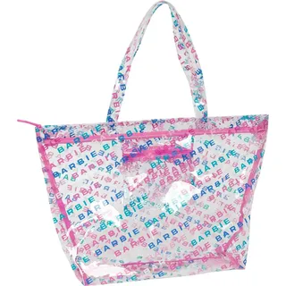 Damen Handtasche Barbie Logomania Durchsichtig Hellrosa 54 x 35 x 17 cm