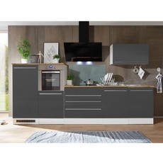 Bild von Küchenzeile Gabriel Doppelblock 320 cm E-Geräte grau hochglänzend