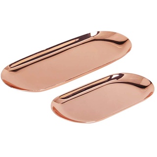 ANZOME 2 Rose Gold Tablett, Edelstahl Schmuck Tablett Trinket Dish Oval Handtuch Speicherplatte Tee Obstschalen Cosmetic Organizer Ramadan Geschirr - 2 Größe