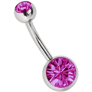 Titan Bauchnabel Piercing 1,6 mm mit Zirkonias rund in 8 mm + 5 mm