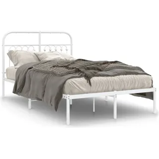 vidaXL Bettgestell mit Kopfteil Metall Weiß 120x200 cm - Weiß
